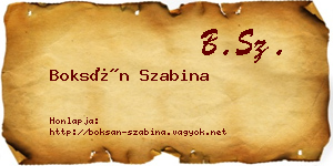 Boksán Szabina névjegykártya